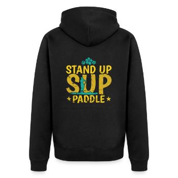 Stand up Paddle SUP Wasser Balance - Unisex Premium Bio Zip Hoodie - Schwarz - Hinten - Nico (187cm)