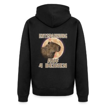 Wasserschwein Capybara Freunde Capy Cappybara - Unisex Premium Bio Zip Hoodie - Schwarz - Hinten - Nico (187cm)