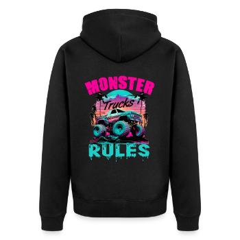 Monster Trucks Rules für Männer und Jungen - Unisex Premium Bio Zip Hoodie - Schwarz - Hinten - Nico (187cm)
