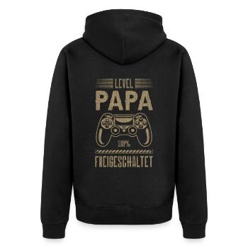 Für Papa zur Geburt, Frischgebackener Papa, Gaming - Unisex Premium Bio Zip Hoodie - Schwarz - Hinten - Nico (187cm)