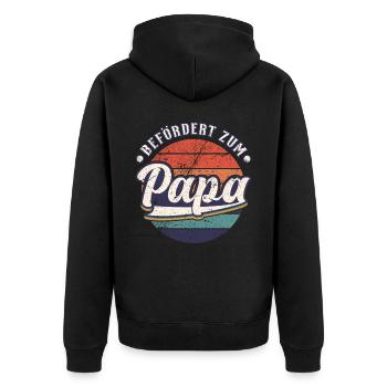 Frischgebackener Papa, Befördert zum Papa - Unisex Premium Bio Zip Hoodie - Schwarz - Hinten - Nico (187cm)