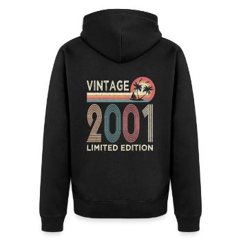 Vintage 2001 Limited Edition, 22nd birthday gift - Unisex Premium Organic Zip Hoodie - black - Back - Nico (187cm)
