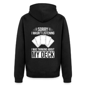 Funny Trading Card Game TCG - Unisex Premium Organic Zip Hoodie - black - Back - Nico (187cm)