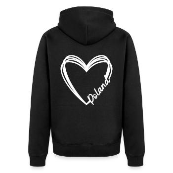 Polen Herz Polnisch - Unisex Premium Bio Zip Hoodie - Schwarz - Hinten - Nico (187cm)
