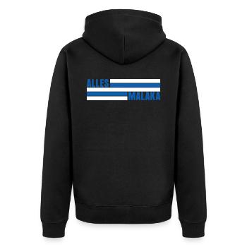 Alles Malaka Griechenland - Unisex Premium Bio Zip Hoodie - Schwarz - Hinten - Nico (187cm)