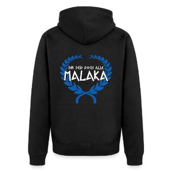 Griechenland Malaka Grieche - Unisex Premium Bio Zip Hoodie - Schwarz - Hinten - Nico (187cm)