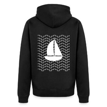 Synthesizer Waveform Synth Synthesizers - Unisex Premium Bio Zip Hoodie - Schwarz - Hinten - Nico (187cm)