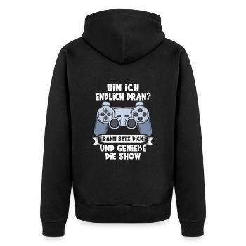 Zocker Geschenk Junge Gamer Controller Zocken - Unisex Premium Bio Zip Hoodie - Schwarz - Hinten - Nico (187cm)