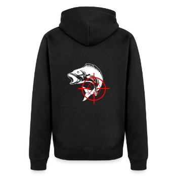Angling - Unisex Premium Organic Zip Hoodie - black - Back - Nico (187cm)