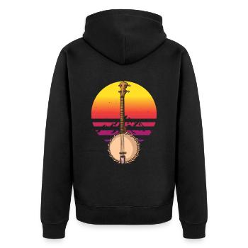 Banjo Shirts For Men Bluegrass Appalachia Folk - Unisex Premium Organic Zip Hoodie - black - Back - Nico (187cm)