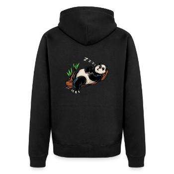 Sloth Tshirt Women Men Lazy Tired Office Humor - Unisex Premium Organic Zip Hoodie - black - Back - Nico (187cm)