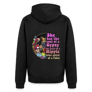 Hippie - Unisex Premium Bio Zip Hoodie - Schwarz - Hinten - Nico (187cm)
