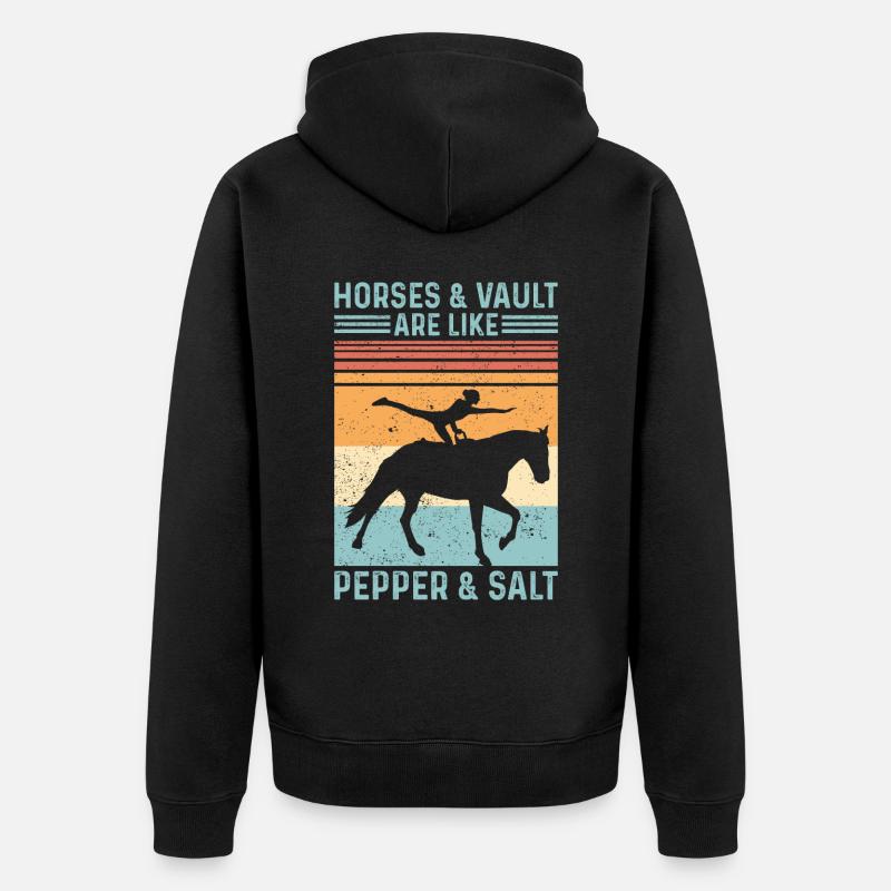 Drôle d’équitation saut rétro - Veste à capuche bio Premium Unisexe - noir