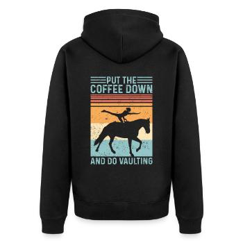 Turn off coffee Horse vaulting retro - Unisex Premium Organic Zip Hoodie - black - Back - Nico (187cm)