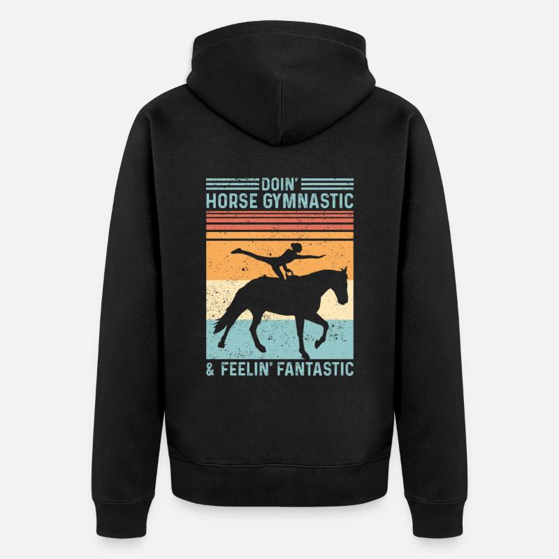 Drôle d’équitation saut rétro - Veste à capuche bio Premium Unisexe - noir