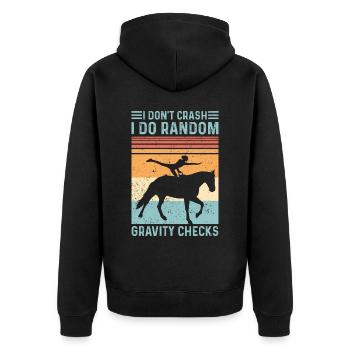 Random Check Gravity Vaulting Retro - Unisex Premium Organic Zip Hoodie - black - Back - Nico (187cm)