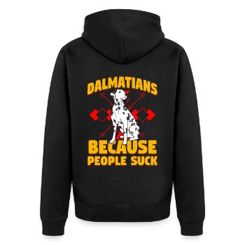 Dalmatiens parce que les gens sont nuls - Veste à capuche bio Premium Unisexe - noir - Dos - Nico (187cm)