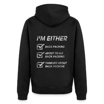 Funny Back Packing Quotes Back Packing Lovers - Unisex Premium Organic Zip Hoodie - black - Back - Nico (187cm)