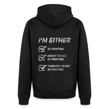 3D Printing 3D Printer Funny 3D Printing Quotes - Unisex Premium Organic Zip Hoodie - black - Back - Nico (187cm)