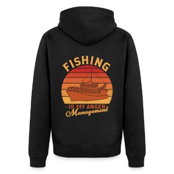 Fishing is my anger management 1 - - Unisex Premium Organic Zip Hoodie - black - Back - Nico (187cm)