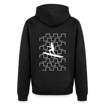 Synth Surfer Synthesizer Synthesizers - Unisex Premium Bio Zip Hoodie - Schwarz - Hinten - Nico (187cm)