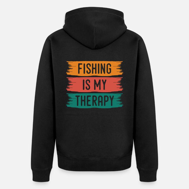 La pêche est ma thérapie - - Veste à capuche bio Premium Unisexe - noir