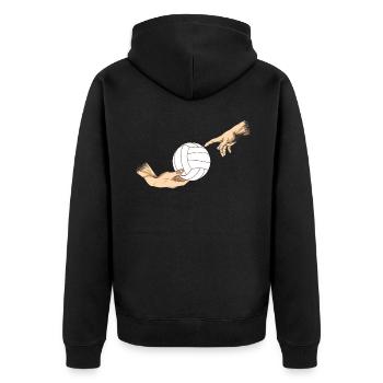 Volleyball de plage Volleyball Volleyball Joueur de volley-ball Vintage - Veste à capuche bio Premium Unisexe - noir - Dos - Nico (187cm)