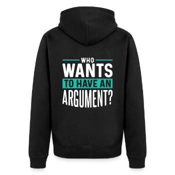 Wer Will Sich Streiten Argument Argumentieren - Unisex Premium Bio Zip Hoodie - Schwarz - Hinten - Nico (187cm)