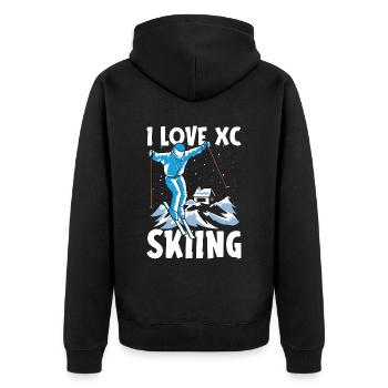 Cross Country Skiing I Love XC Skiing Winter Sport - Unisex Premium Bio Zip Hoodie - Schwarz - Hinten - Nico (187cm)