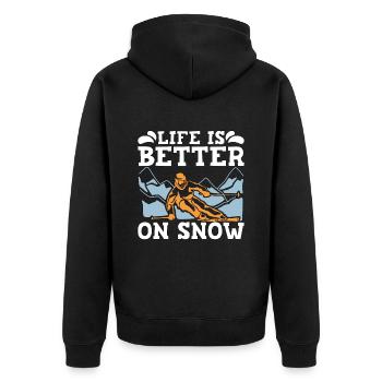 Cross Country Skiing Life Is Better On Snow Skiing - Unisex Premium Organic Zip Hoodie - black - Back - Nico (187cm)
