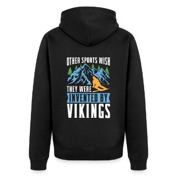 Cross Country Skiing Other Sports Wish They Skier - Unisex Premium Bio Zip Hoodie - Schwarz - Hinten - Nico (187cm)