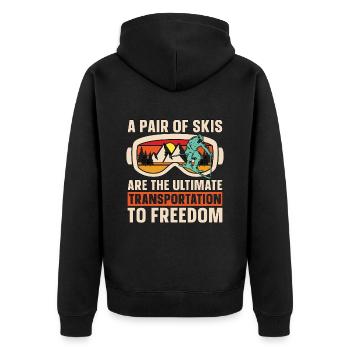 Cross Country Skiing A Pair Of Skis Are Retro Ski - Unisex Premium Bio Zip Hoodie - Schwarz - Hinten - Nico (187cm)