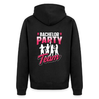 Junggesellenabschied Team Junggeselle Braut - Unisex Premium Bio Zip Hoodie - Schwarz - Hinten - Nico (187cm)