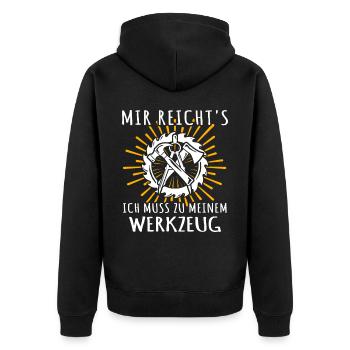 Zimmermann Zimmerer Zimmerleute - Unisex Premium Bio Zip Hoodie - Schwarz - Hinten - Nico (187cm)