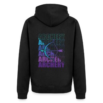 Bogensport Bogenschütze Bogenschießen Pfeil Bogen - Unisex Premium Bio Zip Hoodie - Schwarz - Hinten - Nico (187cm)