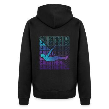 Calisthenics Street Workout Gymnastics Fitness - Unisex Premium Organic Zip Hoodie - black - Back - Nico (187cm)