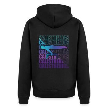 Calisthenics Street Workout Gymnastics Fitness - Unisex Premium Organic Zip Hoodie - black - Back - Nico (187cm)