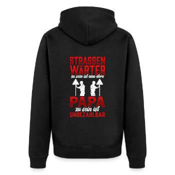 Straßenwärter sein ist eine Ehre Straßenbauer - Unisex Premium Bio Zip Hoodie - Schwarz - Hinten - Nico (187cm)