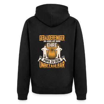 Gebäudereiniger sein ist eine Ehre Fensterputzer - Unisex Premium Bio Zip Hoodie - Schwarz - Hinten - Nico (187cm)