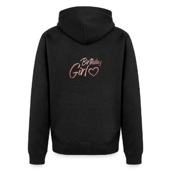 18. Geburtstag Mädchen Rosé Herz - Unisex Premium Bio Zip Hoodie - Schwarz - Hinten - Nico (187cm)