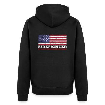 Drapeau des États-Unis Fireman America - Veste à capuche bio Premium Unisexe - noir - Dos - Nico (187cm)