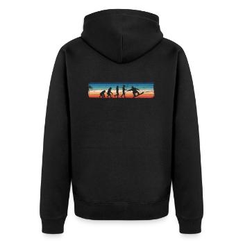 Retro Snowboard Evolution - Lustiges - Unisex Premium Bio Zip Hoodie - Schwarz - Hinten - Nico (187cm)