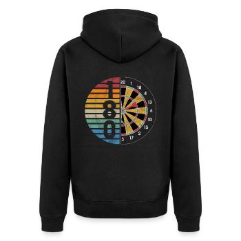 Retro dartboard Dartboard 180 for darts players - Unisex Premium Organic Zip Hoodie - black - Back - Nico (187cm)