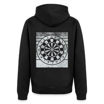 Retro dartboard Dartboard 180 for darts players - Unisex Premium Organic Zip Hoodie - black - Back - Nico (187cm)