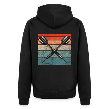 Retro dartboard Dartboard 180 for darts players - Unisex Premium Organic Zip Hoodie - black - Back - Nico (187cm)