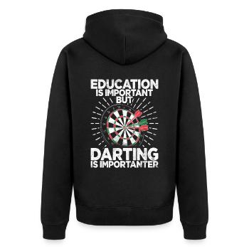 Retro dartboard Dartboard 180 for darts players - Unisex Premium Organic Zip Hoodie - black - Back - Nico (187cm)