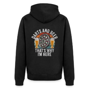 Retro Dartscheibe Dartboard 180 für Dartspieler - Unisex Premium Bio Zip Hoodie - Schwarz - Hinten - Nico (187cm)