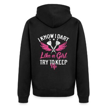 Retro dartboard Dartboard 180 for darts players - Unisex Premium Organic Zip Hoodie - black - Back - Nico (187cm)