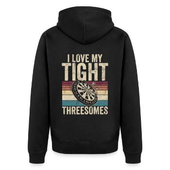 Retro dartboard Dartboard 180 for darts players - Unisex Premium Organic Zip Hoodie - black - Back - Nico (187cm)