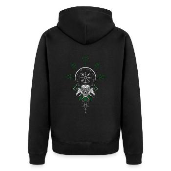 Celtic Viking Vegvisir Compass Viking - Unisex Premium Organic Zip Hoodie - black - Back - Nico (187cm)